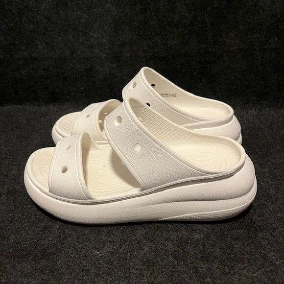 Crocs Women's M 6 US / W 8 US White Platform Slide Sandals Shoe - Picture 3 of 7